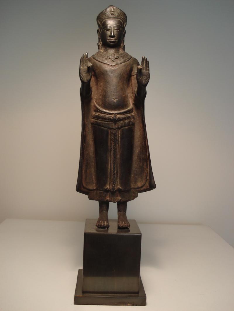 A Bronze standing figure of Buddha of khmer style- Thailand 18th C