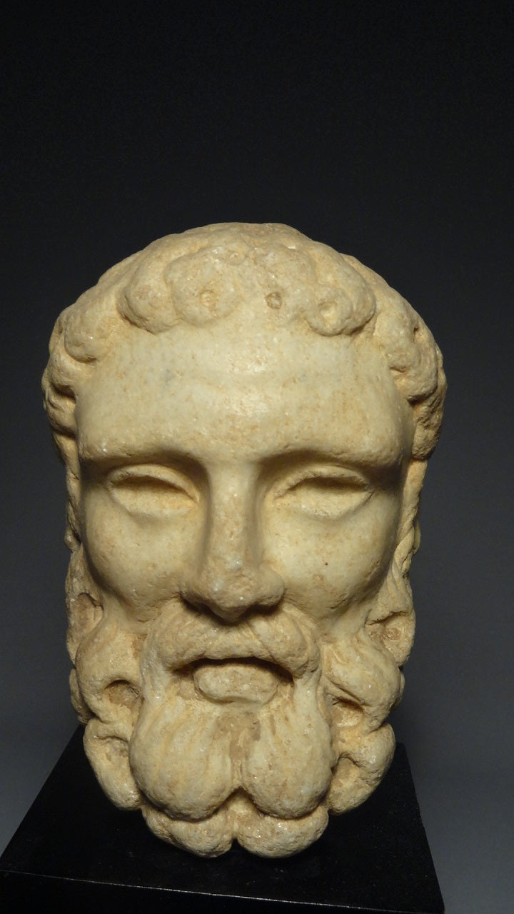 A Fine Greco-Roma Marble Head of Herakles or Hercules Circa 1st century BC to 100 AD- From Italy/Greece. item no. AIE291