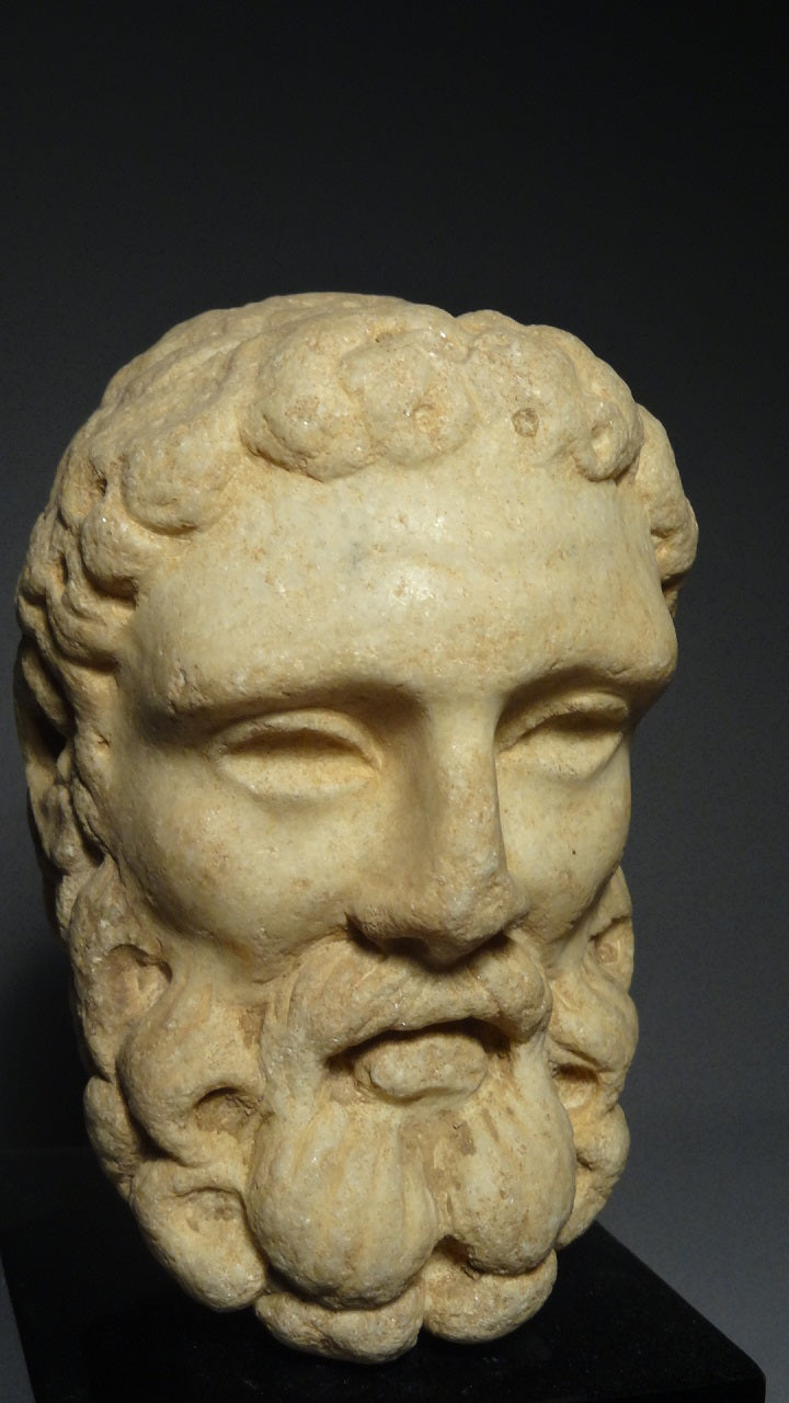 A Fine Greco-Roma Marble Head of Herakles or Hercules Circa 1st century BC to 100 AD- From Italy/Greece. item no. AIE291