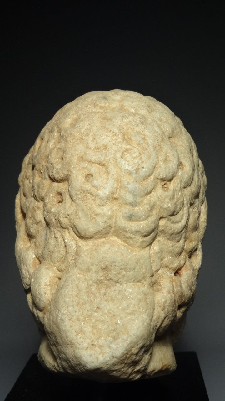 A Fine Greco-Roma Marble Head of Herakles or Hercules Circa 1st century BC to 100 AD- From Italy/Greece. item no. AIE291