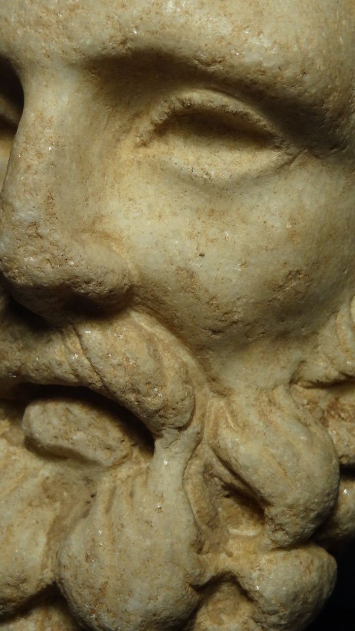 A Fine Greco-Roma Marble Head of Herakles or Hercules Circa 1st century BC to 100 AD- From Italy/Greece. item no. AIE291