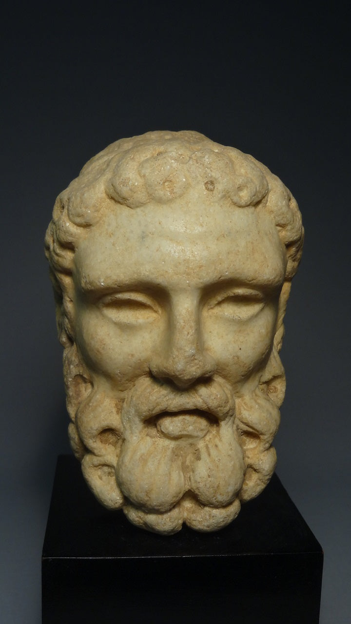 A Fine Greco-Roma Marble Head of Herakles or Hercules Circa 1st century BC to 100 AD- From Italy/Greece. item no. AIE291