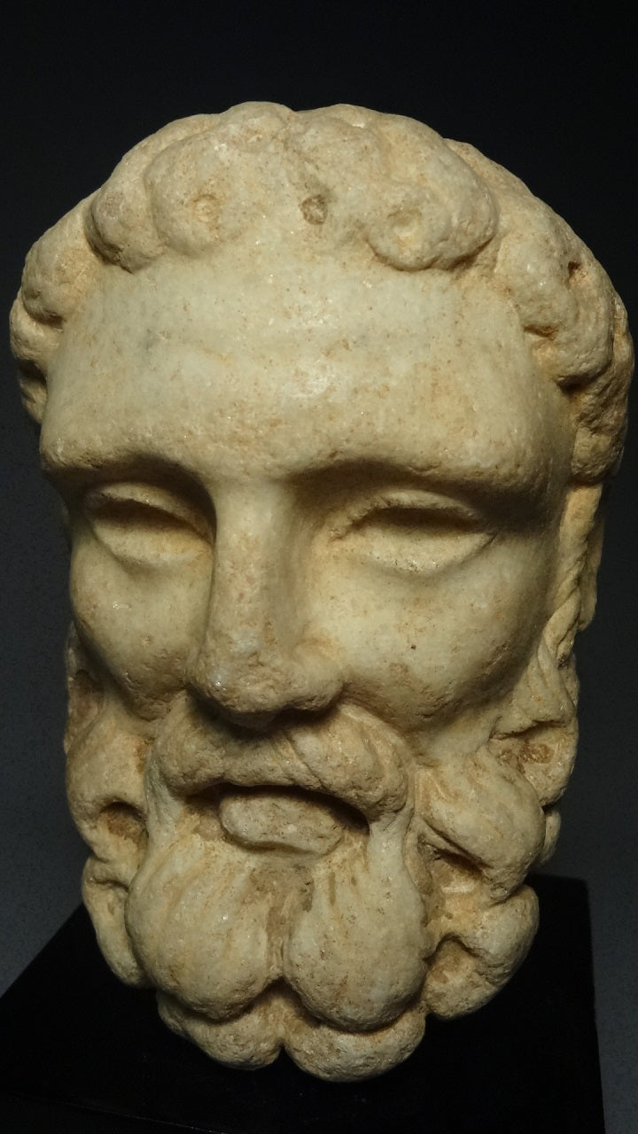 A Fine Greco-Roma Marble Head of Herakles or Hercules Circa 1st century BC to 100 AD- From Italy/Greece. item no. AIE291