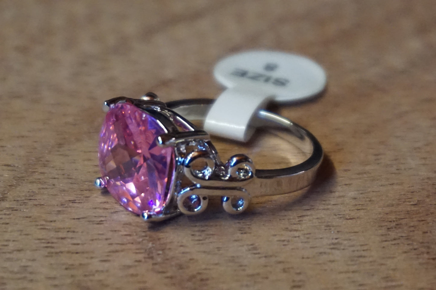 Ring with pink gemstone size 8