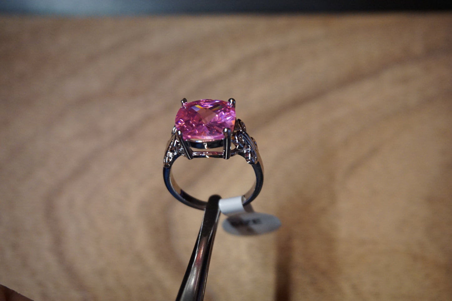 Ring with pink gemstone size 8