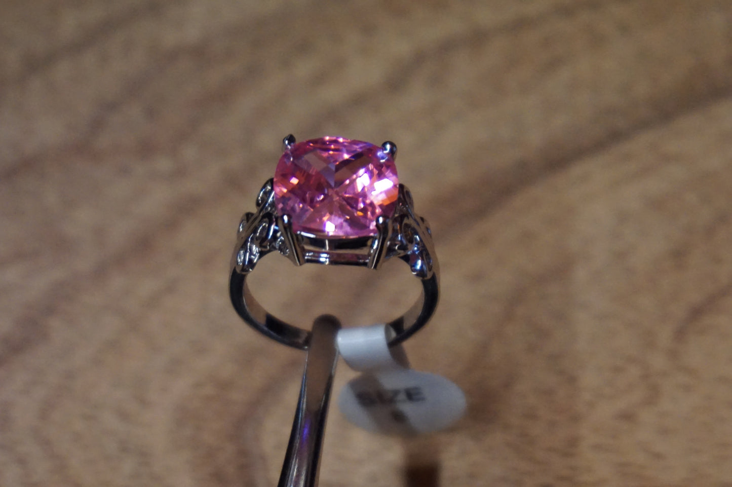 Ring with pink gemstone size 8