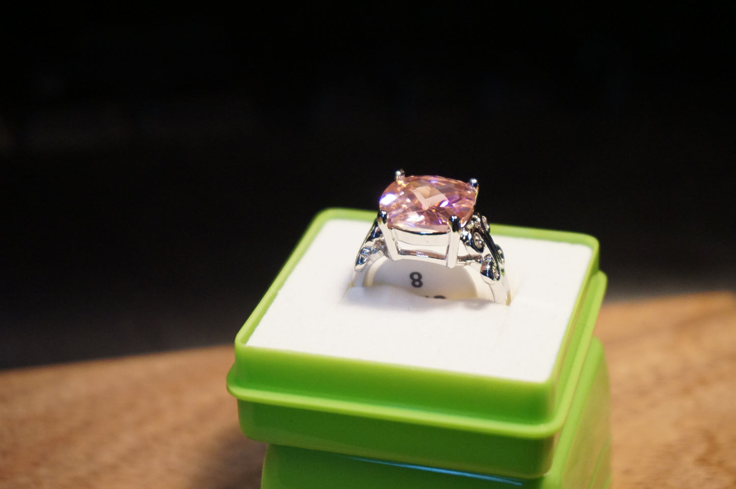 Ring with pink gemstone size 8