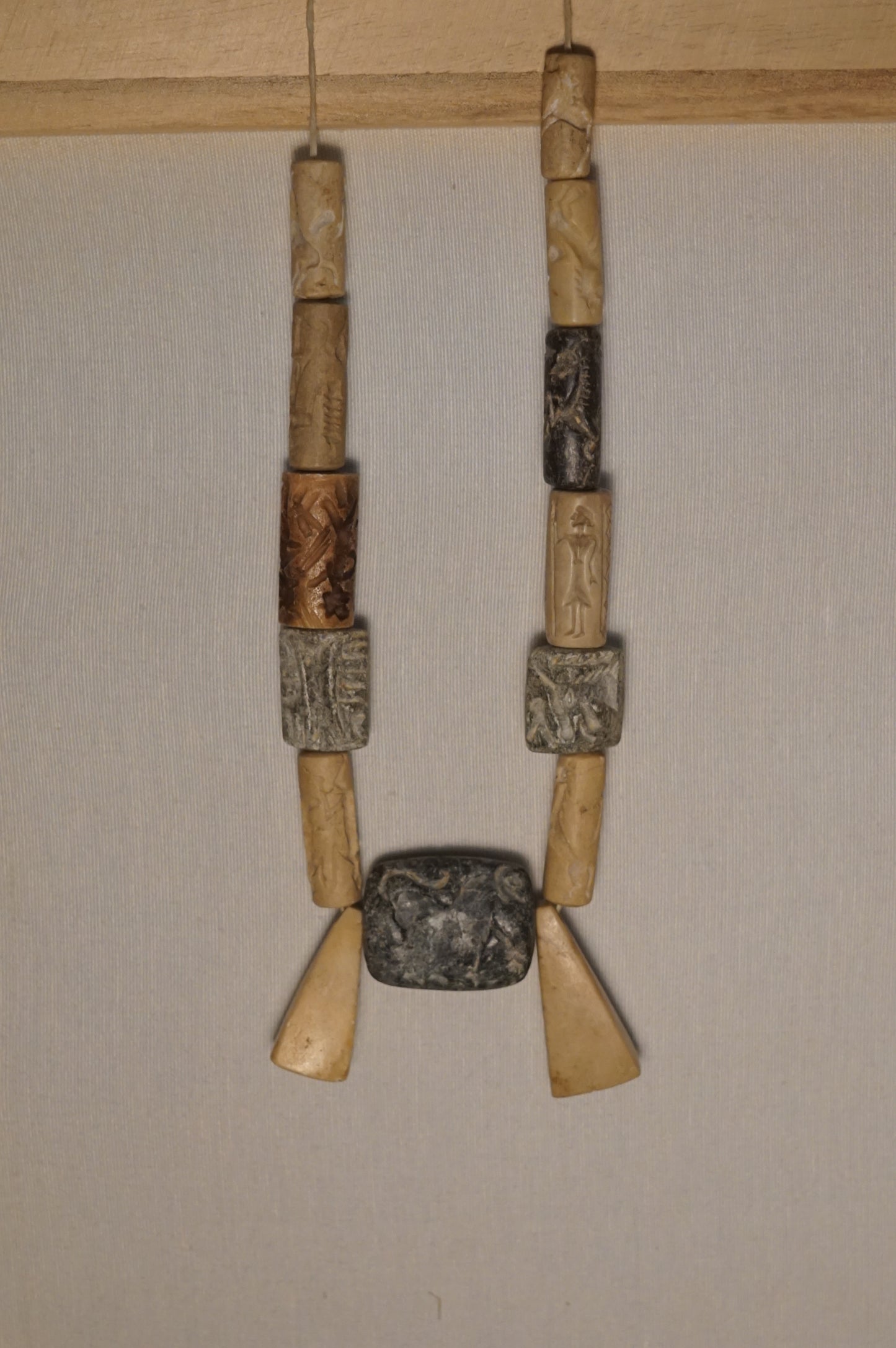 Ancient string of Bactrian incised cylinder seal beads circa: 1000-1300 BC