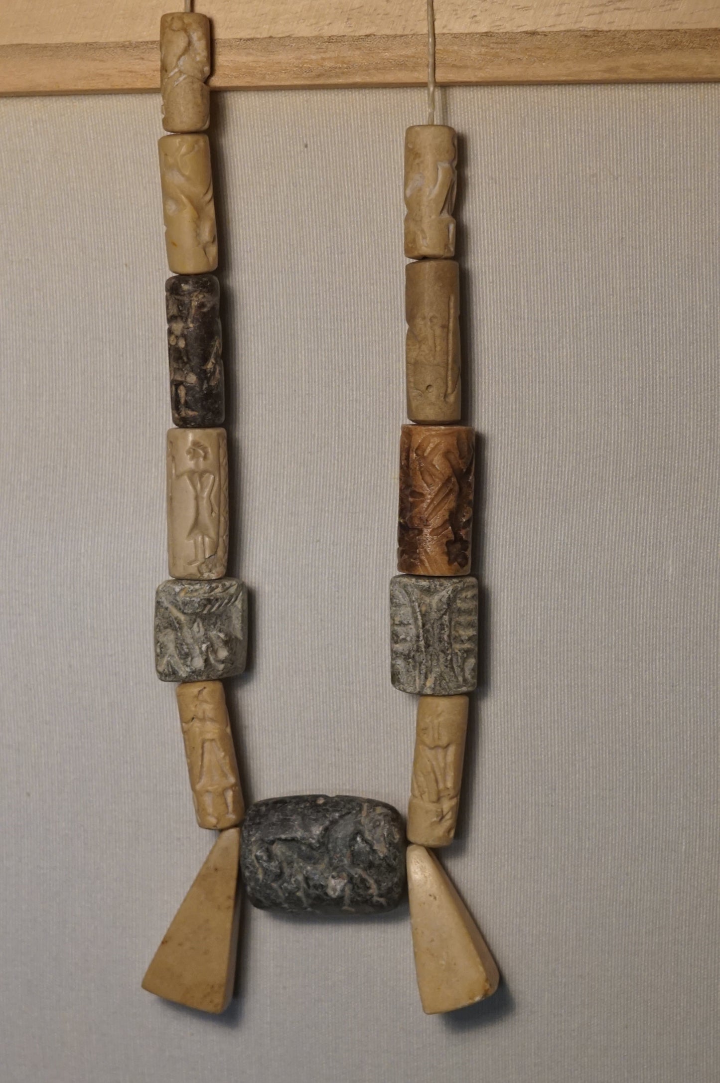 Ancient string of Bactrian incised cylinder seal beads circa: 1000-1300 BC