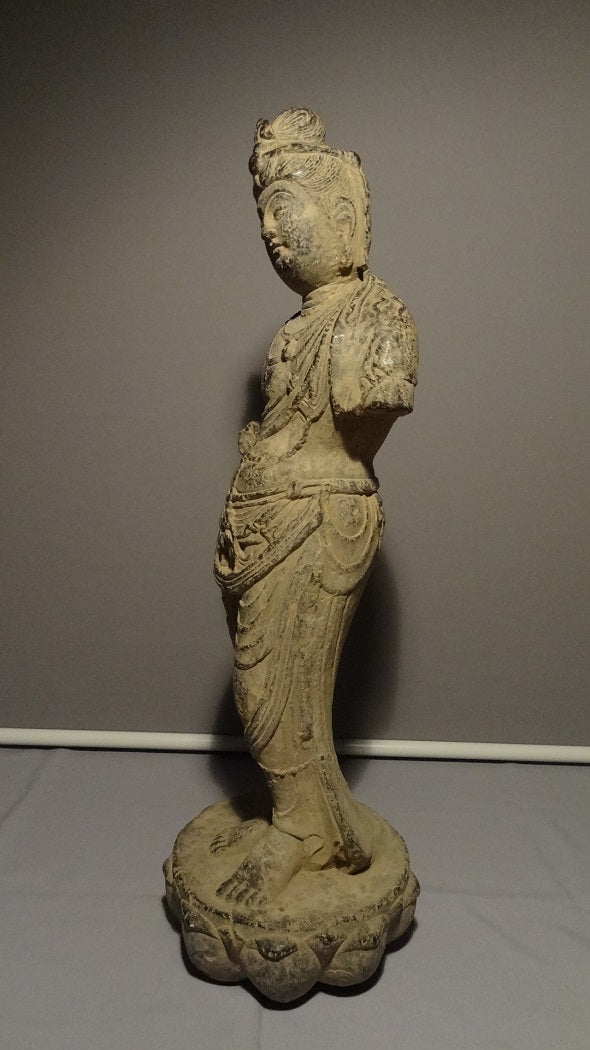 A Standing Bodhisattva- stone Tang Dynasty 600-900 A.D China