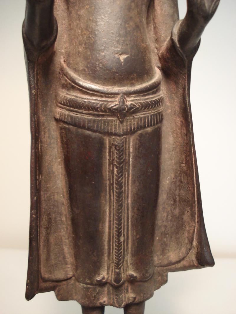 A Bronze standing figure of Buddha of khmer style- Thailand 18th C