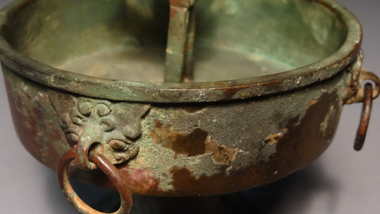 An exceptional Chinese bronze oil lamp/ Incense burner-Tang Dynasty 618-906 AD-China.