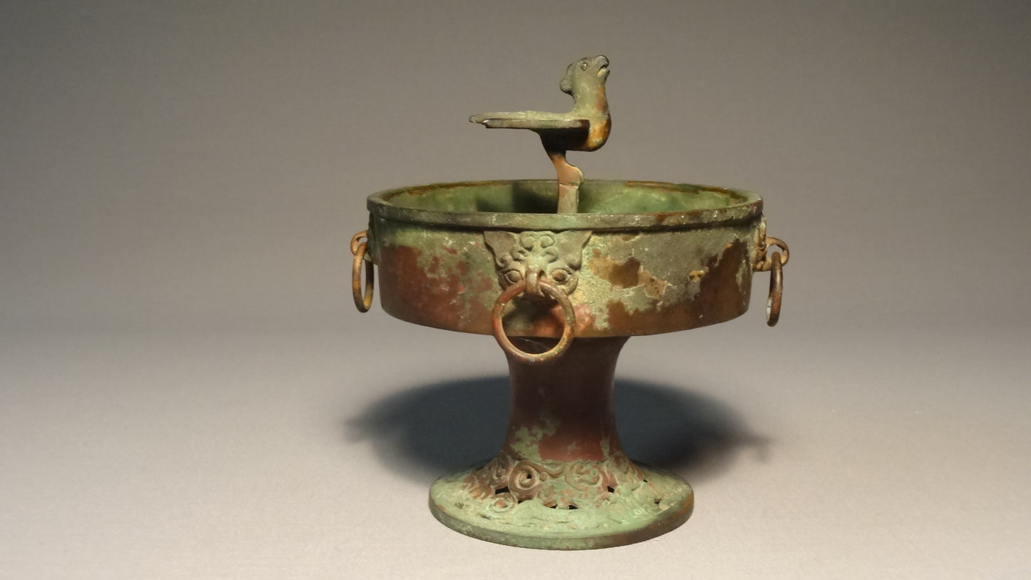 An exceptional Chinese bronze oil lamp/ Incense burner-Tang Dynasty 618-906 AD-China.