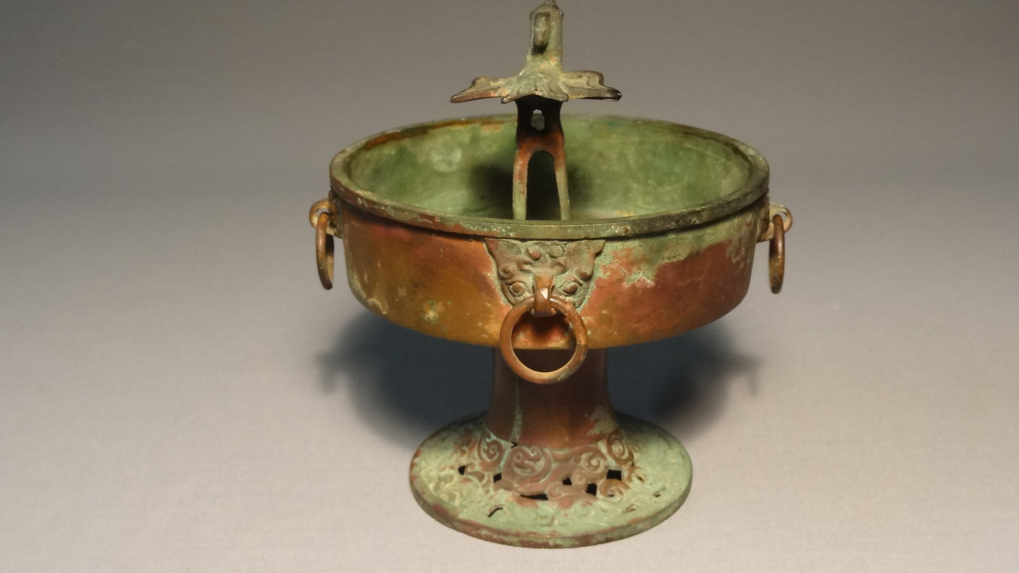 An exceptional Chinese bronze oil lamp/ Incense burner-Tang Dynasty 618-906 AD-China.