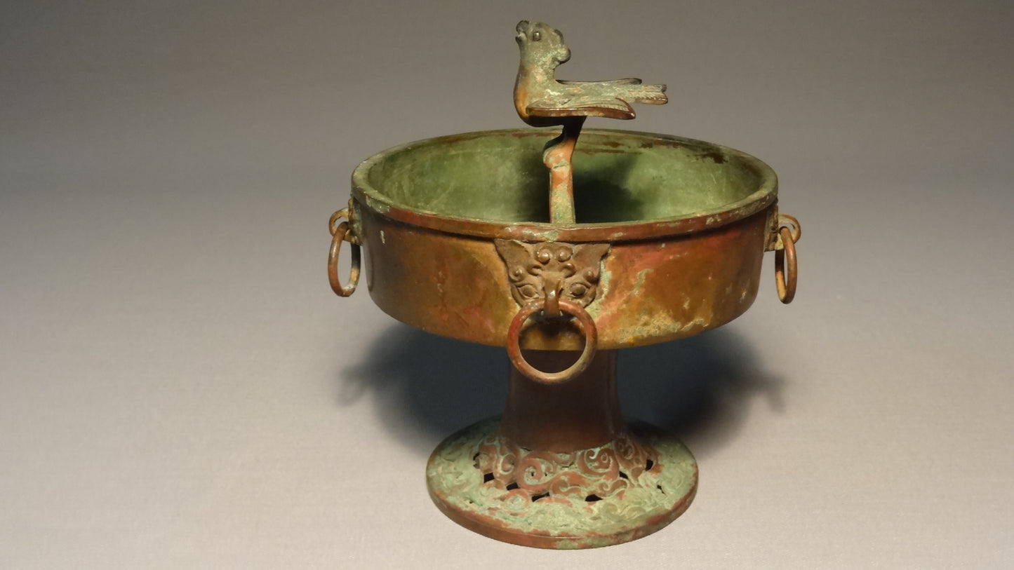 An exceptional Chinese bronze oil lamp/ Incense burner-Tang Dynasty 618-906 AD-China.