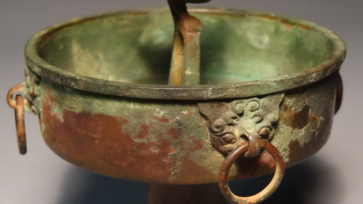 An exceptional Chinese bronze oil lamp/ Incense burner-Tang Dynasty 618-906 AD-China.