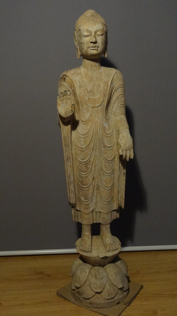 A Large Chinese Limestone Fig of Buddha 18th-19th c China